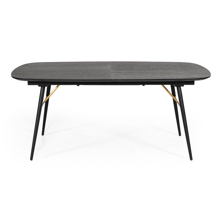 Billy Modern Black Oak &amp; Gold Extendable Dining Table