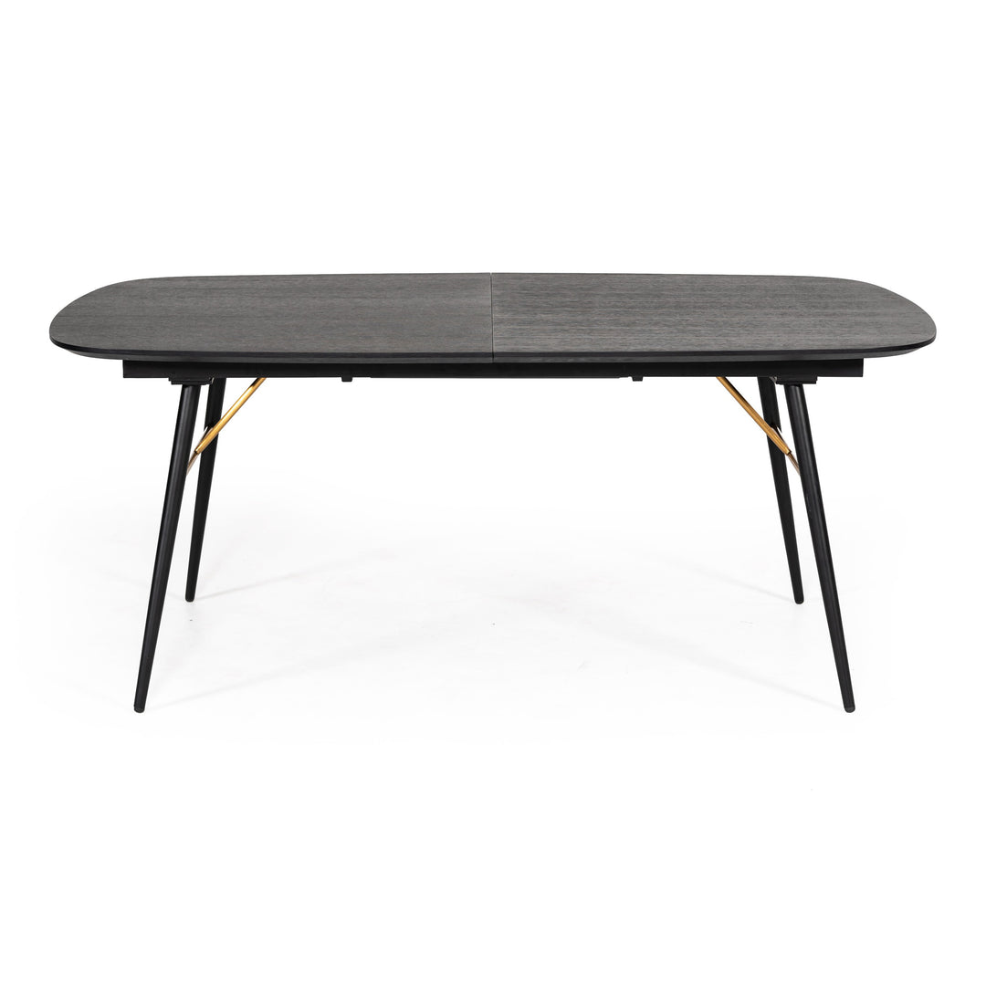 Billy Modern Black Oak & Gold Extendable Dining Table