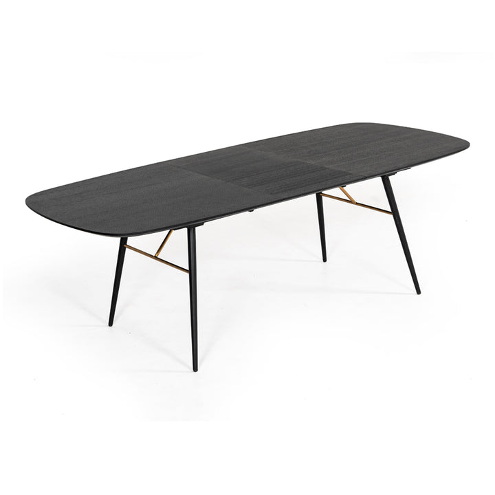 Billy Modern Black Oak &amp; Gold Extendable Dining Table