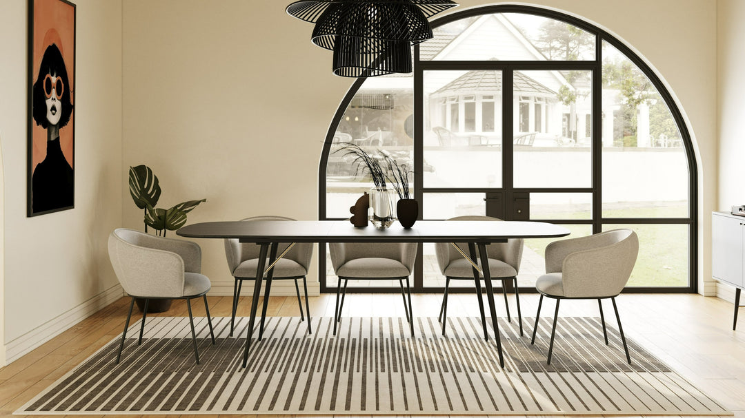 Billy Modern Black Oak  and  Gold Extendable Dining Table