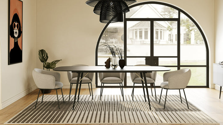 Billy Modern Black Oak &amp; Gold Extendable Dining Table