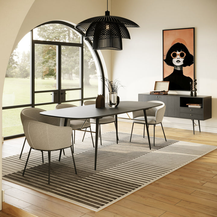 Billy Modern Black Oak &amp; Gold Extendable Dining Table
