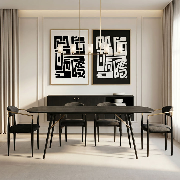 Billy Modern Black Oak &amp; Gold Extendable Dining Table