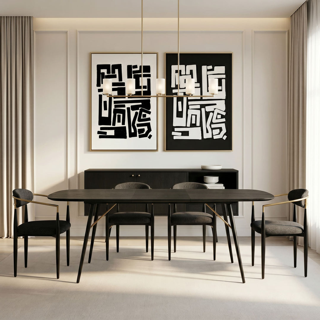 Billy Modern Black Oak & Gold Extendable Dining Table