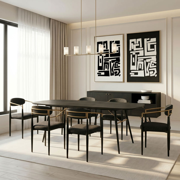 Billy Modern Black Oak &amp; Gold Extendable Dining Table