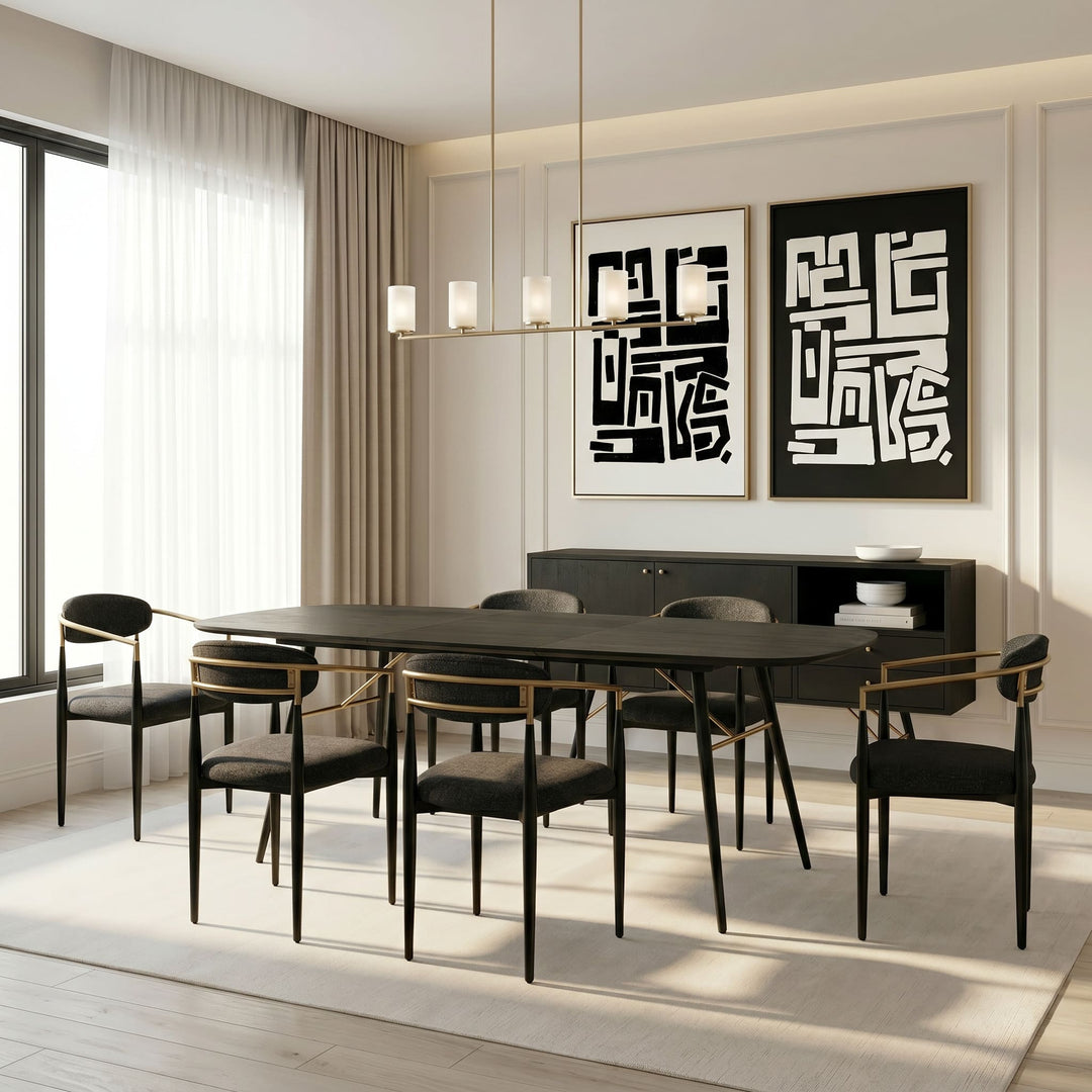 Billy Modern Black Oak & Gold Extendable Dining Table