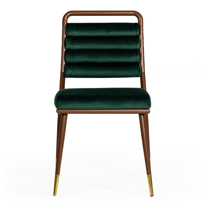 Biscay - Modern Dark Green &amp; Walnut Steel Dining Chair