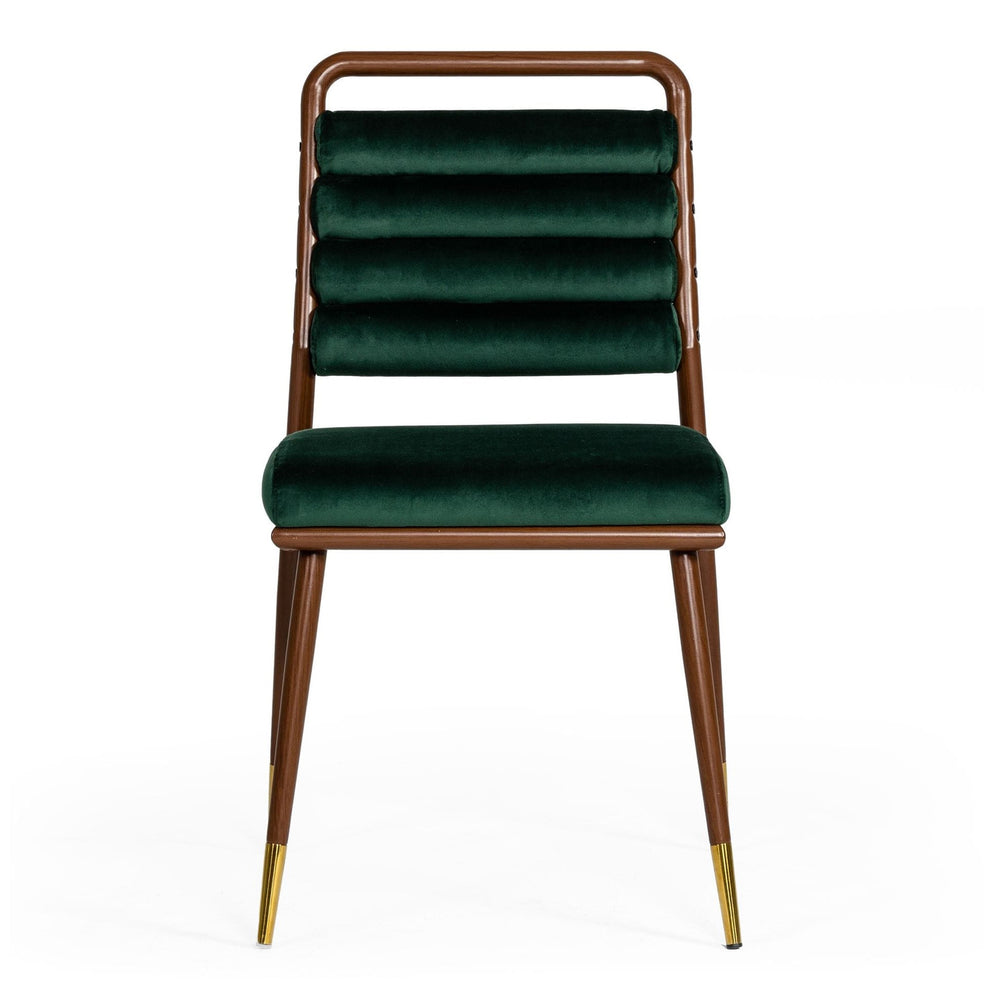 Biscay - Modern Dark Green & Walnut Steel Dining Chair