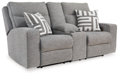 Biscoe Power Reclining Loveseat with Console - Dark Gray Reclining Loveseat modern furniture Contempo Furniture