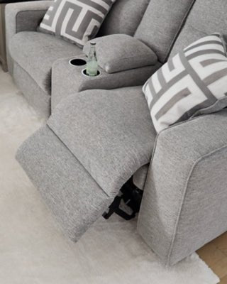 Biscoe Power Reclining Loveseat with Console - Dark Gray Reclining Loveseat modern furniture Contempo Furniture