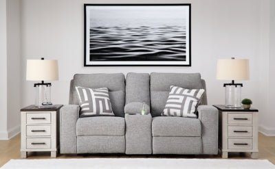 Biscoe Power Reclining Loveseat with Console - Dark Gray Reclining Loveseat modern furniture Contempo Furniture
