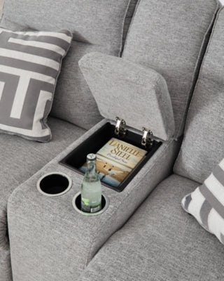 Biscoe Power Reclining Loveseat with Console - Dark Gray Reclining Loveseat modern furniture Contempo Furniture