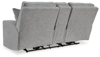 Biscoe Power Reclining Loveseat with Console - Dark Gray Reclining Loveseat modern furniture Contempo Furniture