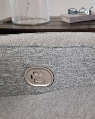 Biscoe Power Reclining Loveseat with Console - Dark Gray Reclining Loveseat modern furniture Contempo Furniture