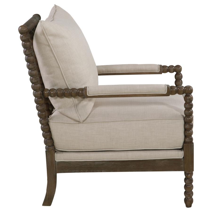 Blanchett - Upholstered Bobbin Accent Chair - Beige And Natural Accent Chair modern furniture Contempo Furniture