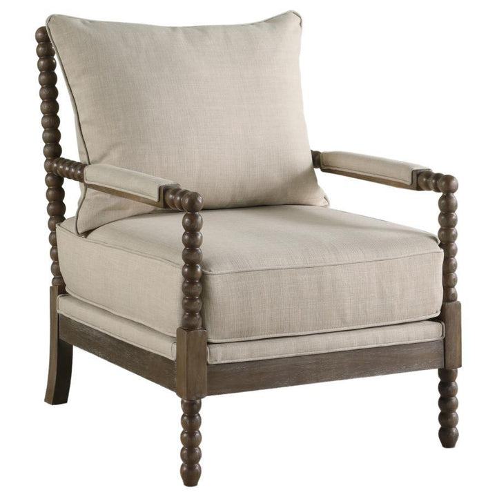 Blanchett - Upholstered Bobbin Accent Chair - Beige And Natural Accent Chair modern furniture Contempo Furniture
