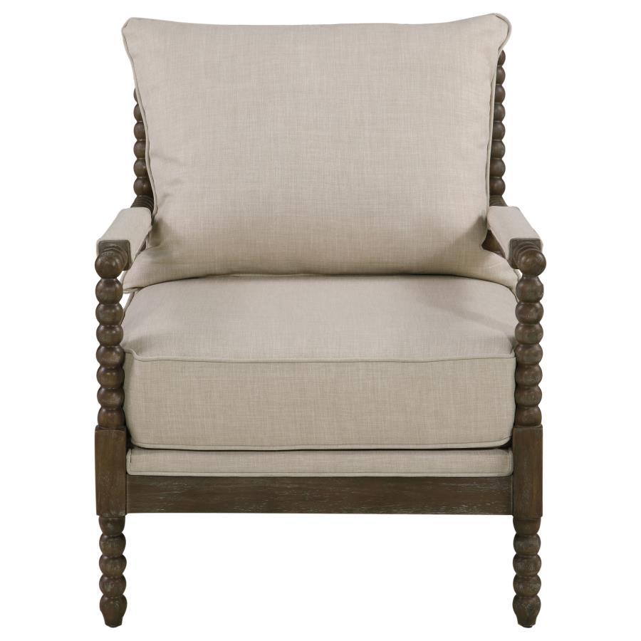 Blanchett - Upholstered Bobbin Accent Chair - Beige And Natural Accent Chair modern furniture Contempo Furniture
