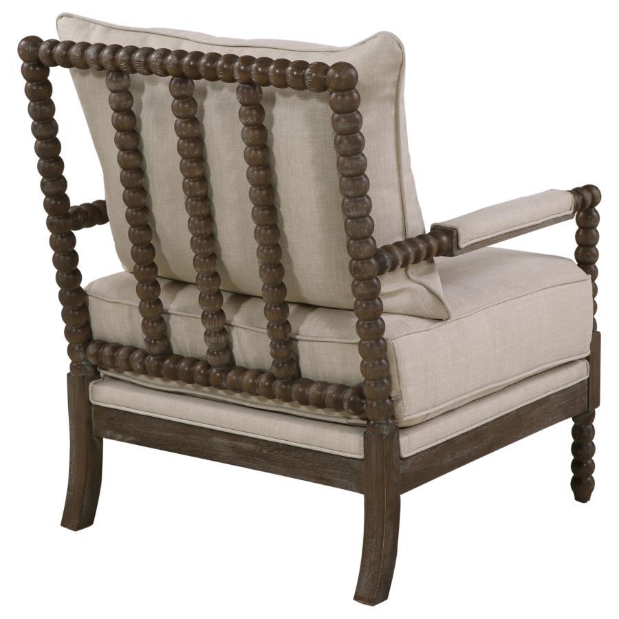 Blanchett - Upholstered Bobbin Accent Chair - Beige And Natural Accent Chair modern furniture Contempo Furniture