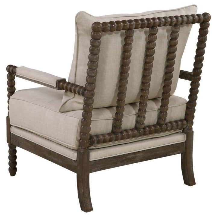 Blanchett - Upholstered Bobbin Accent Chair - Beige And Natural Accent Chair modern furniture Contempo Furniture