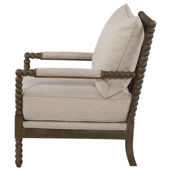 Blanchett - Upholstered Bobbin Accent Chair - Beige And Natural Accent Chair modern furniture Contempo Furniture