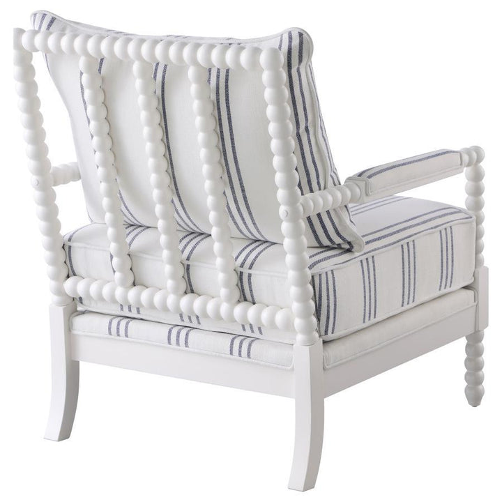 Blanchett - Upholstered Bobbin Accent Chair - White And Navy Accent Chair modern furniture Contempo Furniture