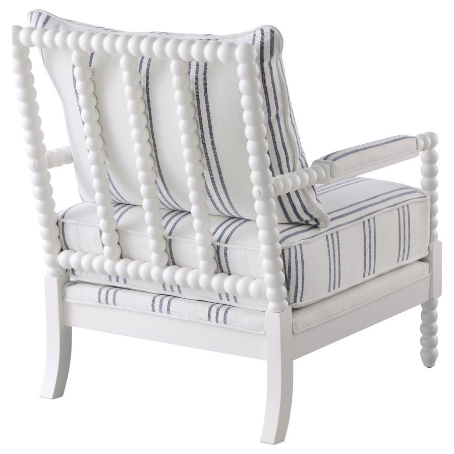 Blanchett - Upholstered Bobbin Accent Chair - White And Navy Accent Chair modern furniture Contempo Furniture