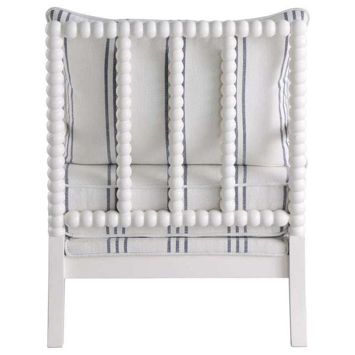Blanchett - Upholstered Bobbin Accent Chair - White And Navy Accent Chair modern furniture Contempo Furniture
