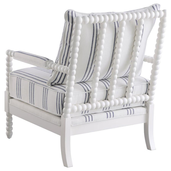 Blanchett - Upholstered Bobbin Accent Chair - White And Navy Accent Chair modern furniture Contempo Furniture
