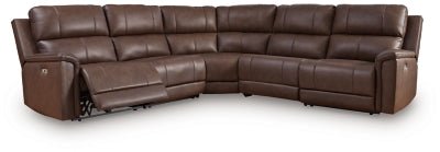 Bleckley 5 - Piece Power Reclining Sectional - Dark Brown Reclining Sectional modern furniture Contempo Furniture