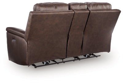 Bleckley Power Reclining Loveseat with Console - Dark Brown Reclining Loveseat modern furniture Contempo Furniture