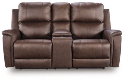 Bleckley Power Reclining Loveseat with Console - Dark Brown | Ashley Furniture