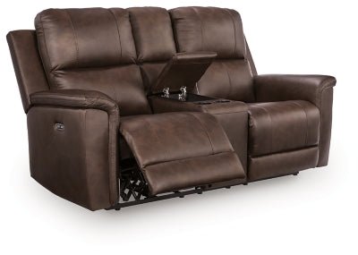 Bleckley Power Reclining Loveseat with Console - Dark Brown Reclining Loveseat modern furniture Contempo Furniture