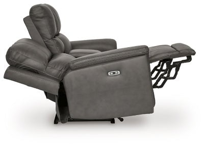 Bleckley Power Reclining Loveseat with Console - Dark Gray Reclining Loveseat modern furniture Contempo Furniture