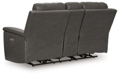 Bleckley Power Reclining Loveseat with Console - Dark Gray Reclining Loveseat modern furniture Contempo Furniture