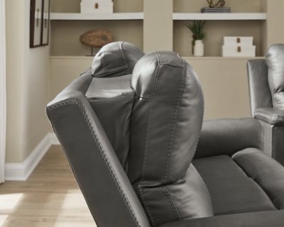 Bleckley Power Reclining Loveseat with Console - Dark Gray Reclining Loveseat modern furniture Contempo Furniture