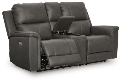 Bleckley Power Reclining Loveseat with Console - Dark Gray Reclining Loveseat modern furniture Contempo Furniture