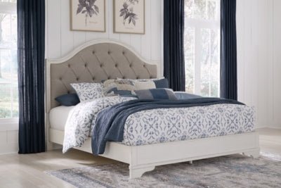 Blendon King Upholstered Panel Bed - White Panel Bed modern furniture Contempo Furniture