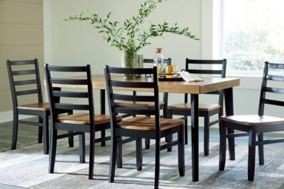 Blondon Dining Table and 6 Chairs (Set of 7) - Dark Brown 7 Piece Dining Room Set modern furniture Contempo Furniture