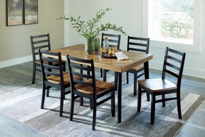 Blondon Dining Table and 6 Chairs (Set of 7) - Dark Brown 7 Piece Dining Room Set modern furniture Contempo Furniture