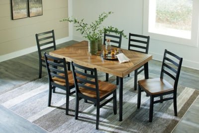Blondon Dining Table and 6 Chairs (Set of 7) - Dark Brown 7 Piece Dining Room Set modern furniture Contempo Furniture