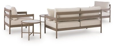 Bluff Trail Outdoor Love/Chairs/Tables Set (Set of 5) - Beige 5 Piece Outdoor Set modern furniture Contempo Furniture