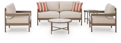 Bluff Trail Outdoor Love/Chairs/Tables Set (Set of 5) - Beige | Ashley Furniture