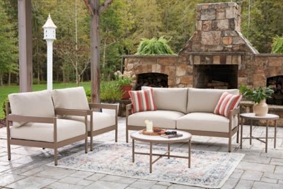 Bluff Trail Outdoor Love/Chairs/Tables Set (Set of 5) - Beige 5 Piece Outdoor Set modern furniture Contempo Furniture
