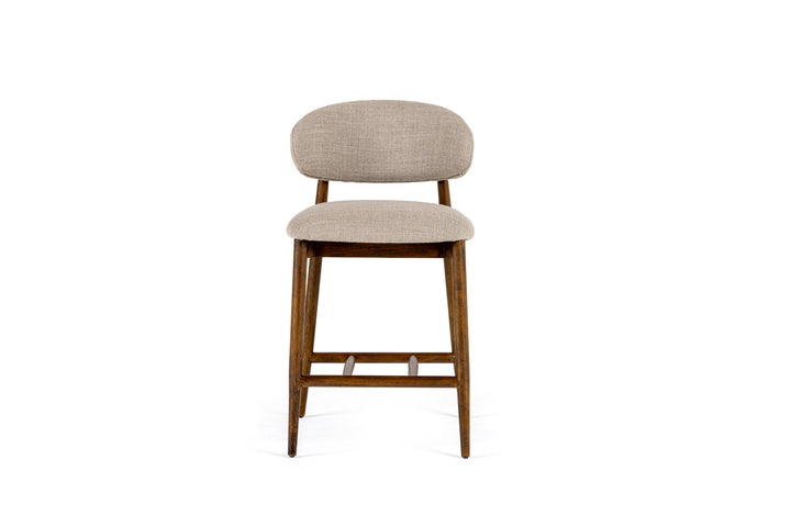Blum - Modern Beige Linen Counter Chair - View 2