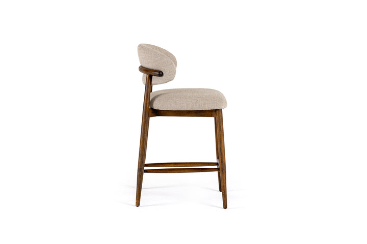 Blum - Modern Beige Linen Counter Chair - View 3