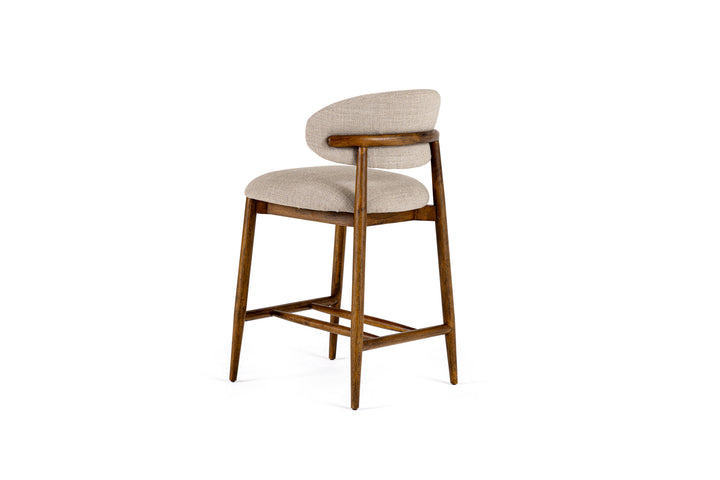 Blum - Modern Beige Linen Counter Chair - View 4