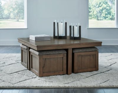 Boardernest Coffee Table with 4 Stools - Dark Brown Coffee Table Set modern furniture Contempo Furniture