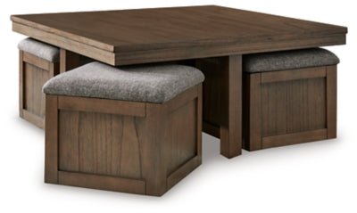 Boardernest Coffee Table with 4 Stools - Dark Brown Coffee Table Set modern furniture Contempo Furniture