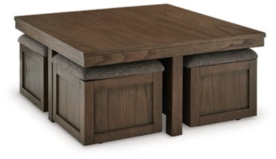 Boardernest Coffee Table with 4 Stools - Dark Brown Coffee Table Set modern furniture Contempo Furniture