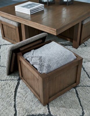 Boardernest Coffee Table with 4 Stools - Dark Brown Coffee Table Set modern furniture Contempo Furniture